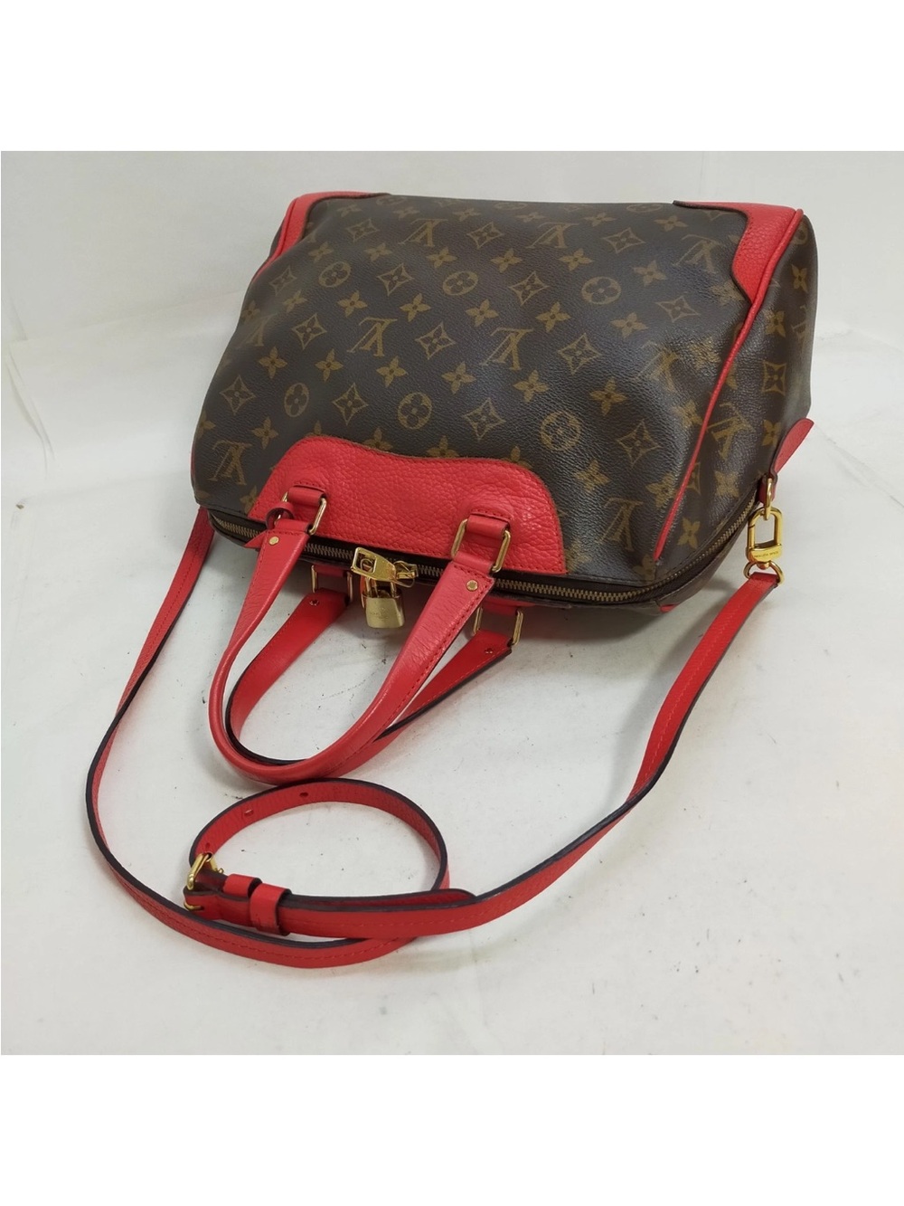 LV Louis Vuitton Hand Shoulder Crossbody Bag Retiro PM RedTrim Monogram Key LOCK - Picture 10 of 15